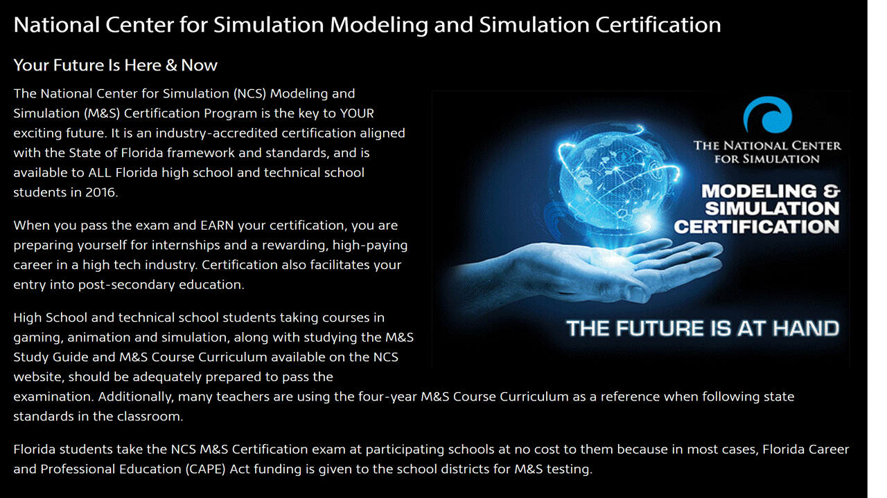 M&S Curriculum National Center For Simulation